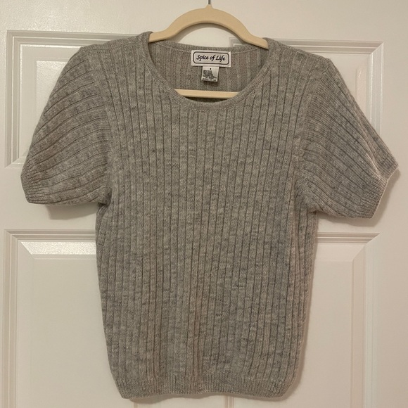 Vintage Cropped Short-Sleeved Ribber Sweater - Picture 1 of 3